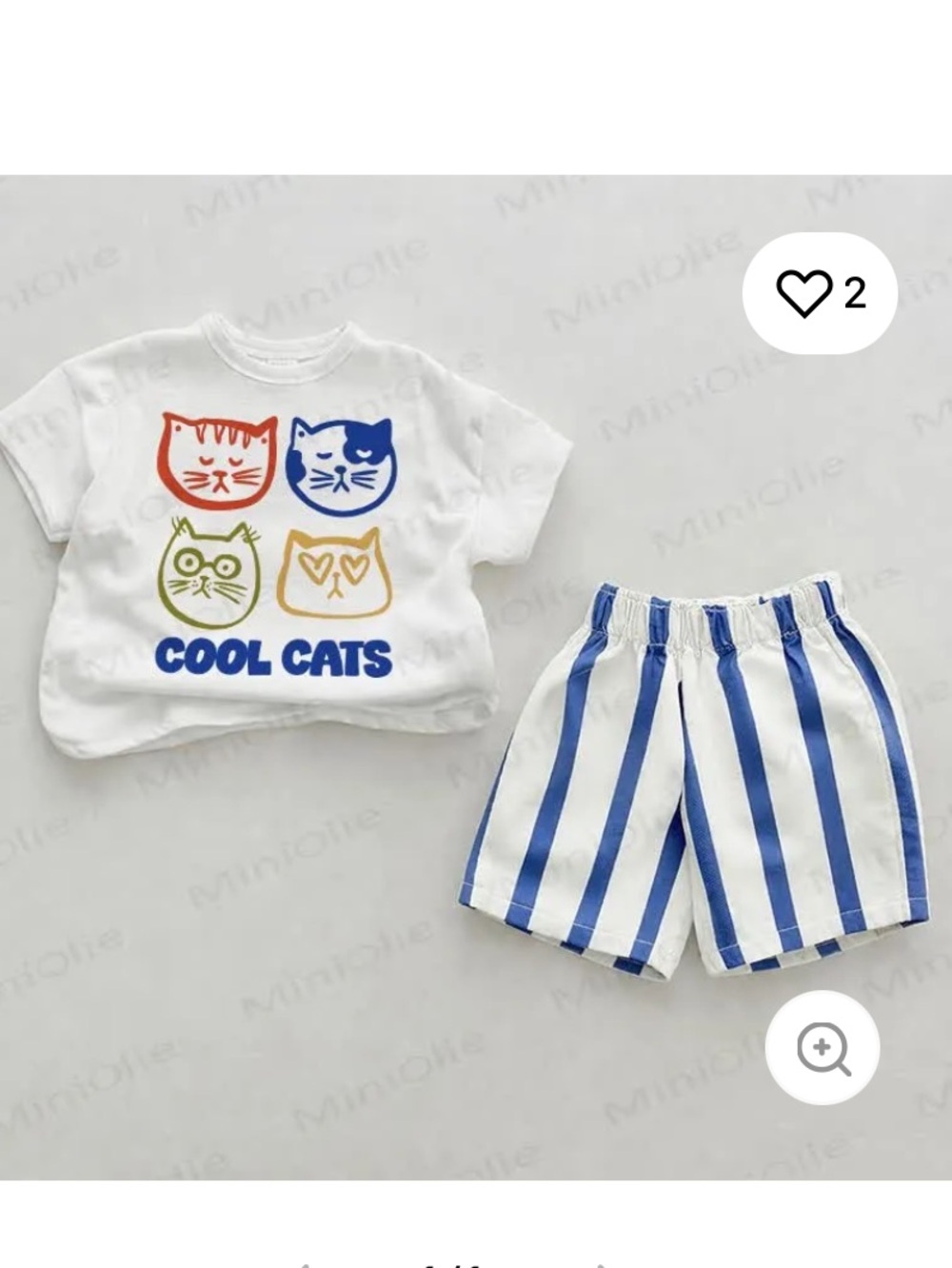 Cat Print Boys Shorts Set
